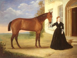 Portrett av en dame med hesten sin, ca. 1840 (par 80977)